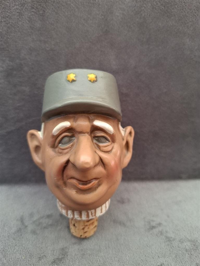 Flessenstopper, Wijnstopper, afbeelding Charles de Gaulle., Antiek en Kunst, Ophalen of Verzenden