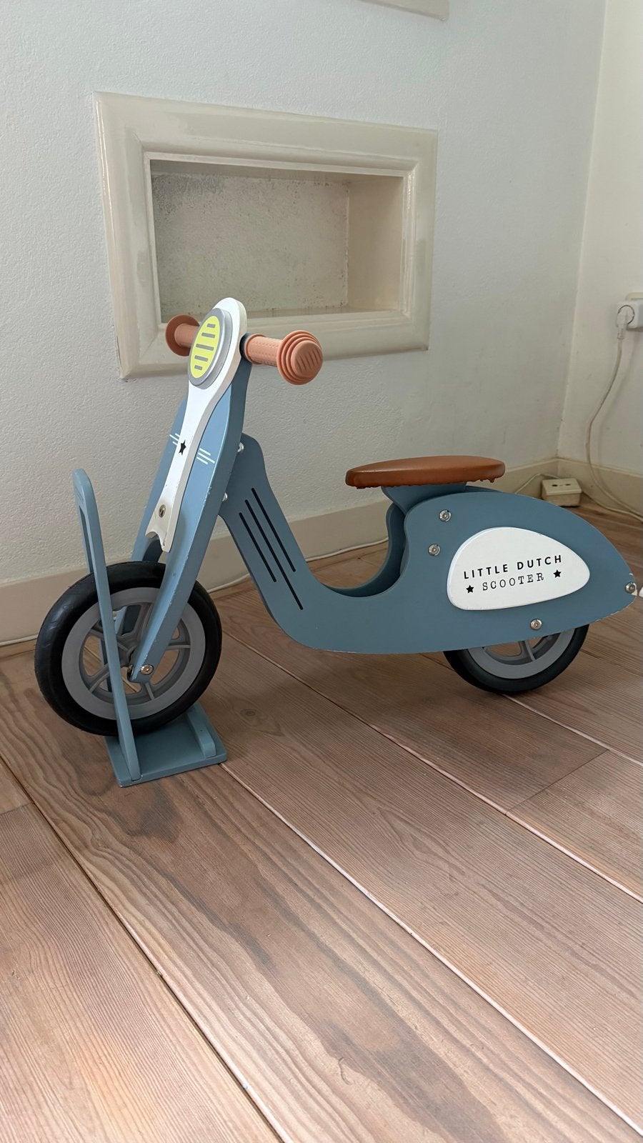 Little Dutch houten loopscooter blauw mét Standaard, Ophalen, Gebruikt, Loopfiets