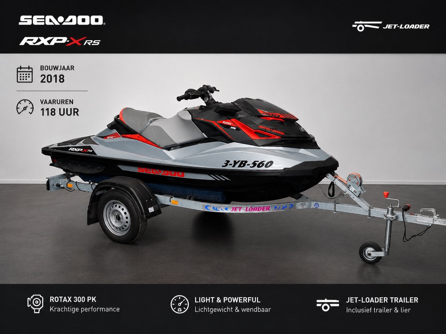 Sea-Doo RXP-X RS 300 PK Jetski met Jet-Loader Trailer, Ophalen, Zo goed als nieuw, Benzine, 200 pk of meer