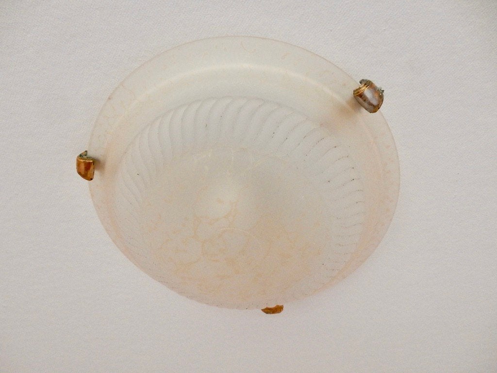 echt vintage plafonnière plafondlamp glas gematteerd 30 cm, Huis en Inrichting, Lampen | Plafondlampen, Ophalen, Gebruikt, Jaren 70