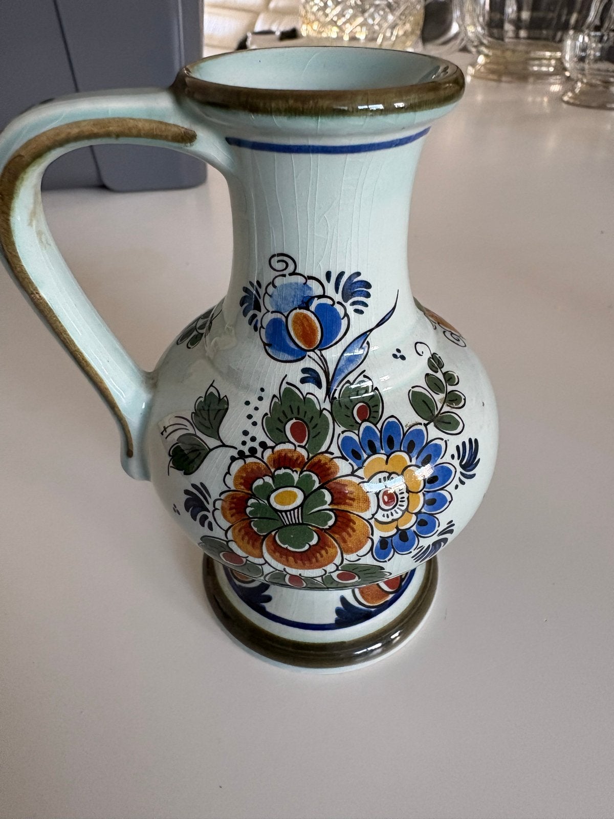 Antieke Delft Polychroom Handwerk Vaas/Kan, Antiek en Kunst, Ophalen of Verzenden