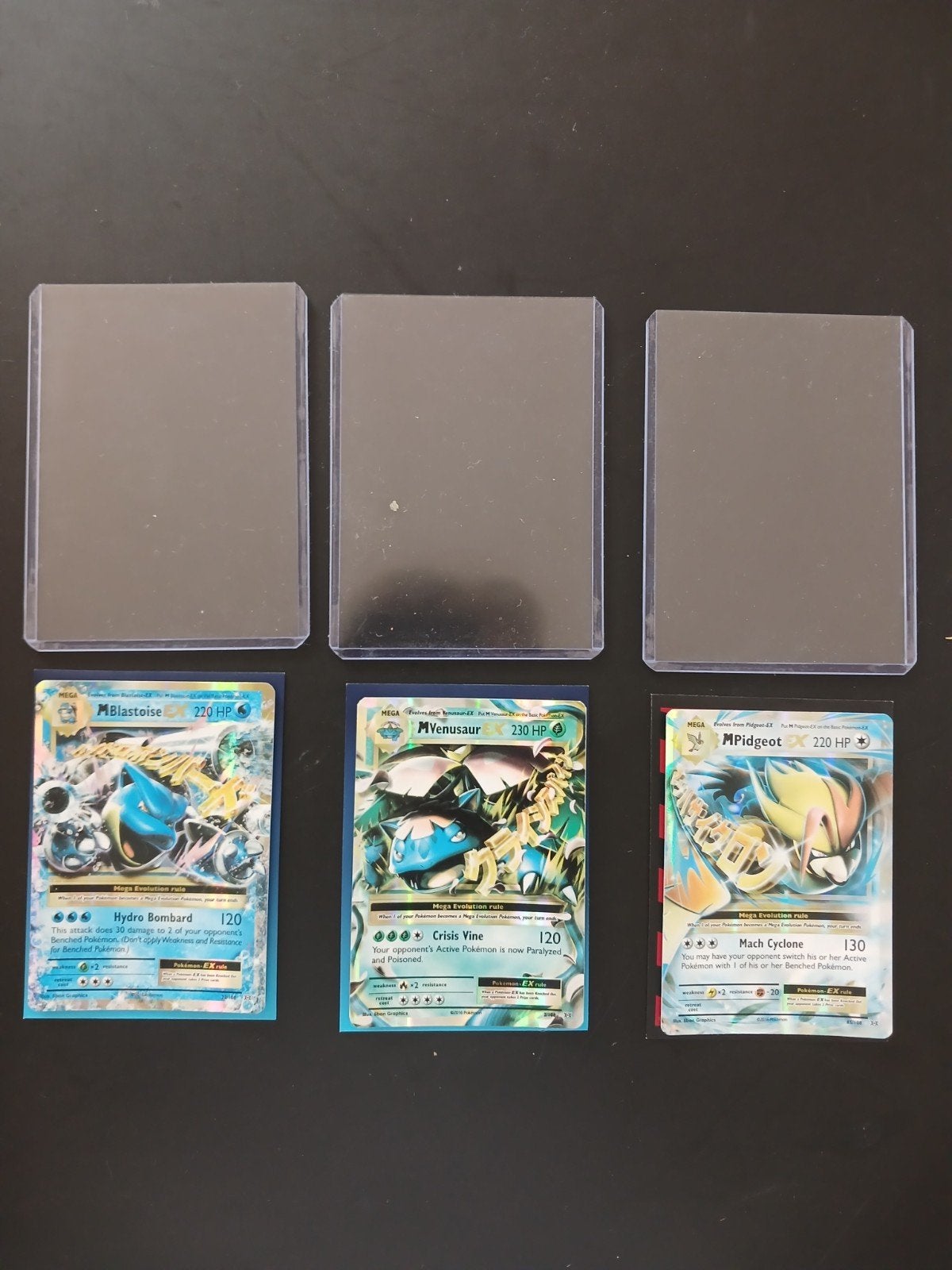 Pokémon Mega EX Kaarten: M Pidgeot, M Venusaur, M Blastoise, Ophalen of Verzenden, Zo goed als nieuw, Meerdere kaarten, Foil