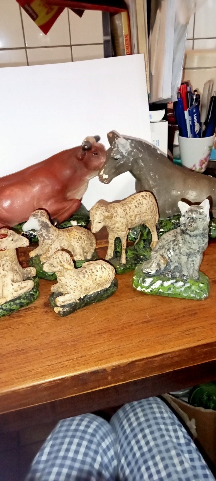 Antieke kerststal dieren - Jaren '30, Ophalen of Verzenden