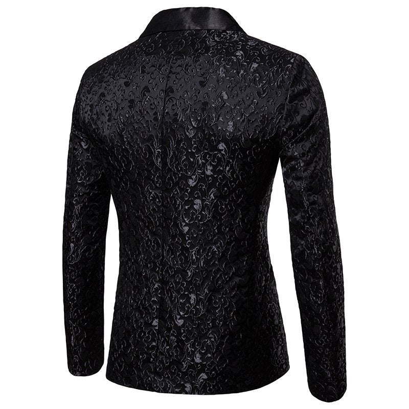 Heren zwart colbert met bloemen / luxe barok blazer jasje, Verzenden, Nieuw, Overige maten, Zwart