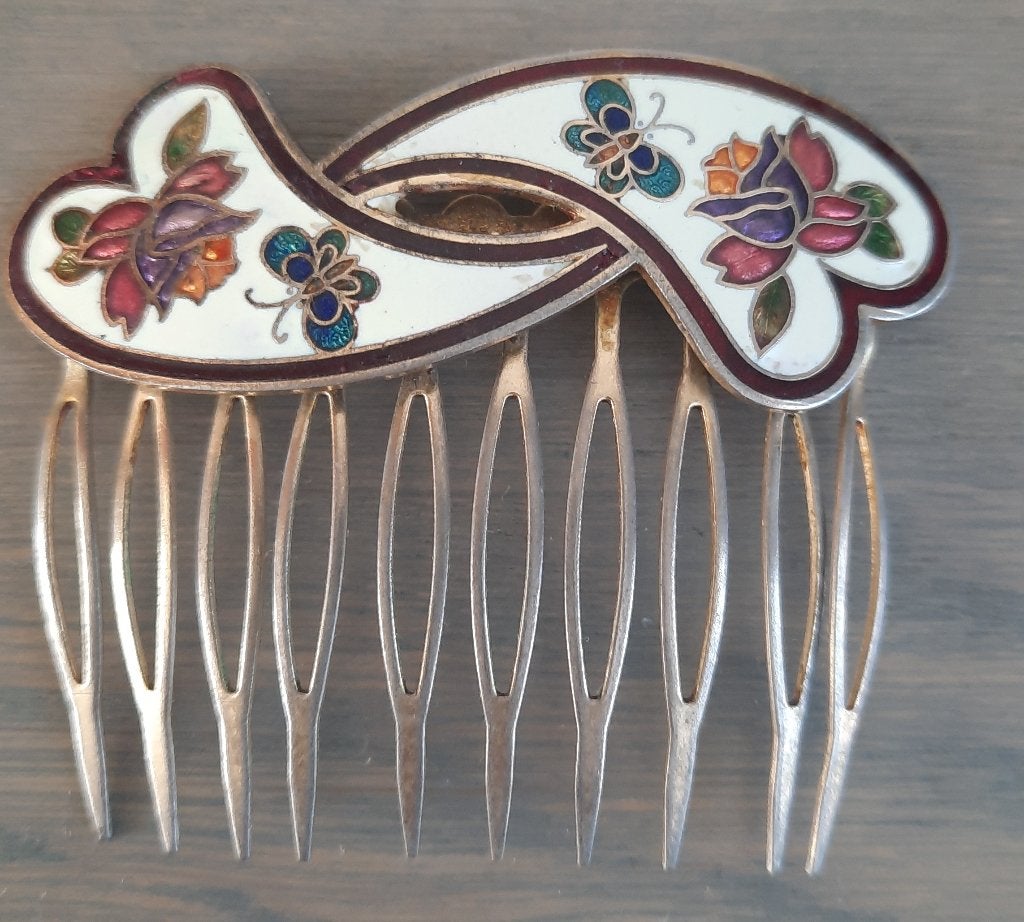 3 cloisonne haarkammetjes, Ophalen of Verzenden, Gebruikt, Haarspeld