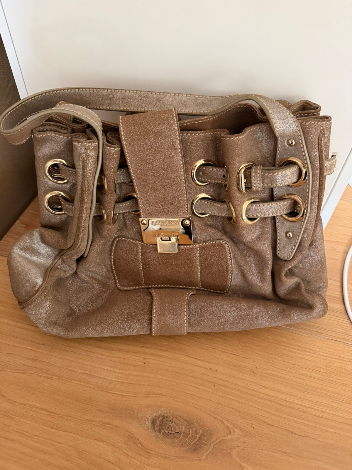 Jimmy Choo handtas, Ophalen of Verzenden, Gebruikt, Beige, Handtas