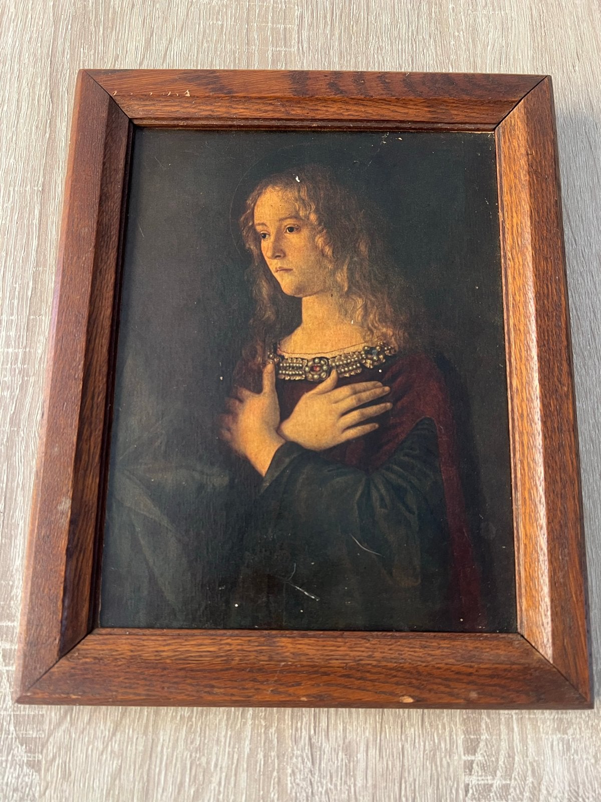 Klassiek Portret van Vrouw met Lange Krullen, Antiek en Kunst, Kunst | Schilderijen | Klassiek, Paneel, Verzenden, Portret of Personen
