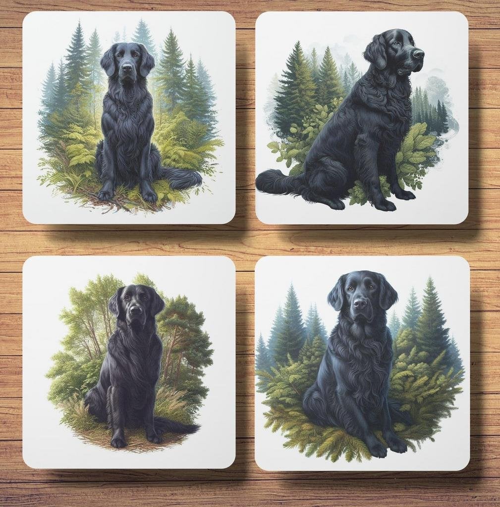 Flatcoated Retriever Bos onderzetters met houder, Ophalen of Verzenden, Nieuw