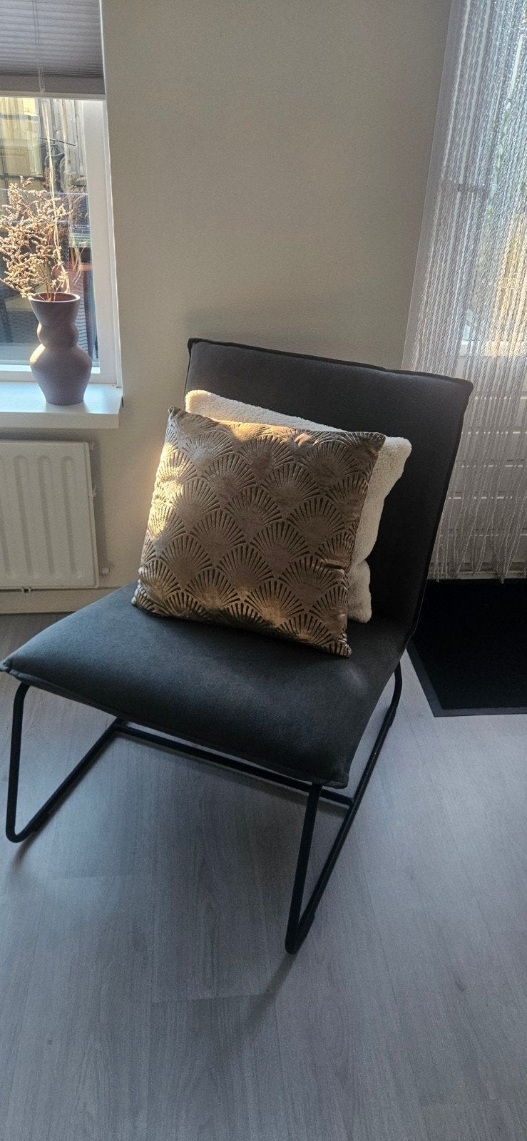 Leenbakker fauteuil donkergrijs, Ophalen, Zo goed als nieuw, Metaal, Eén