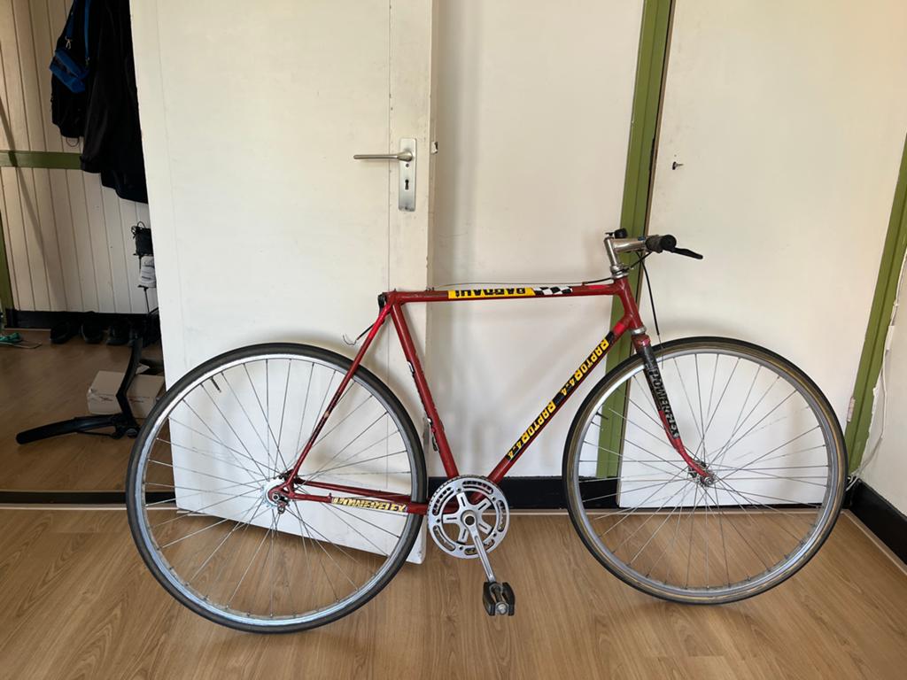 Vintage racefiets frame met wielen, Fietsen en Brommers, Fietsonderdelen, Ophalen, Gebruikt, Racefiets, Frame