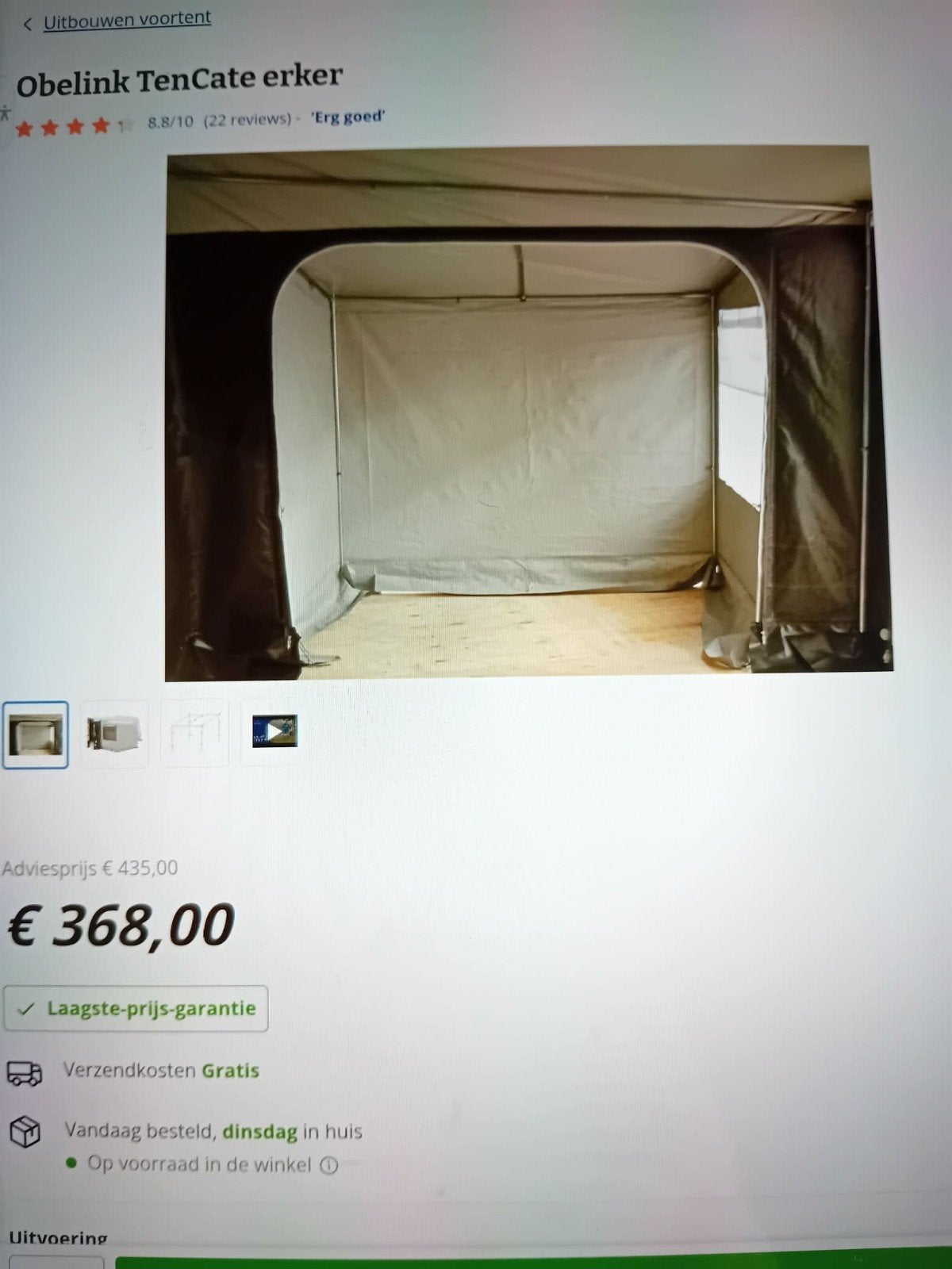 Z.g.a.n erkertent ,,grijs,,, Caravans en Kamperen, Ophalen