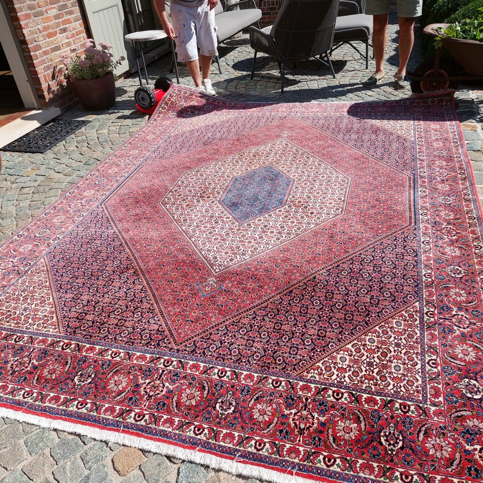Klassiek Perzisch Bidjar Handgeknoopt Tapijt 300x260, Gebruikt, Blauw, 200 cm of meer, Ophalen of Verzenden