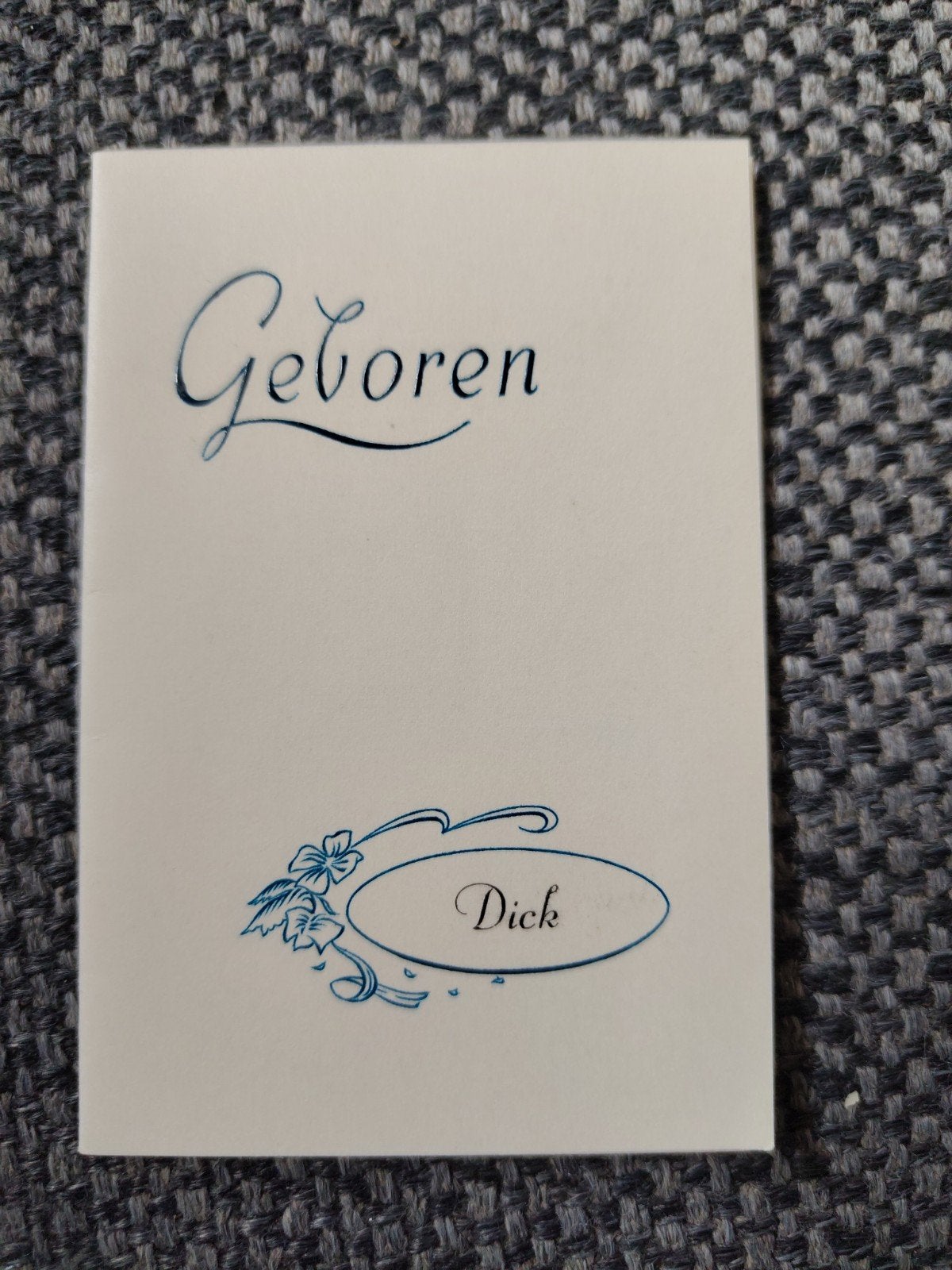 Dick, Ophalen of Verzenden, Voor 1970, Geboortekaartje