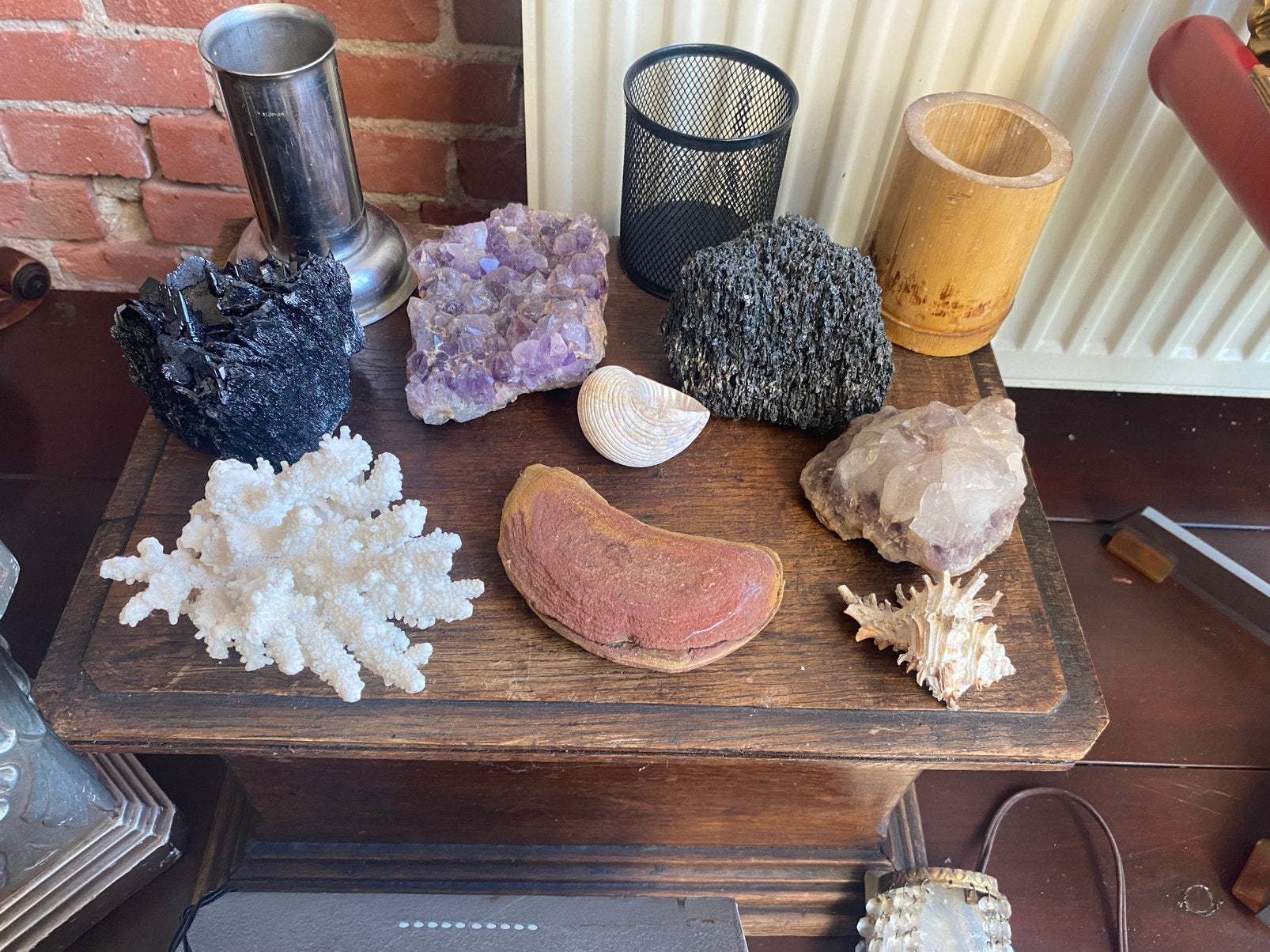 Amethist, zwarte toermalijn, carborundum / silicium, fossiel, Huis en Inrichting, Woonaccessoires | Dienbladen, Ophalen of Verzenden