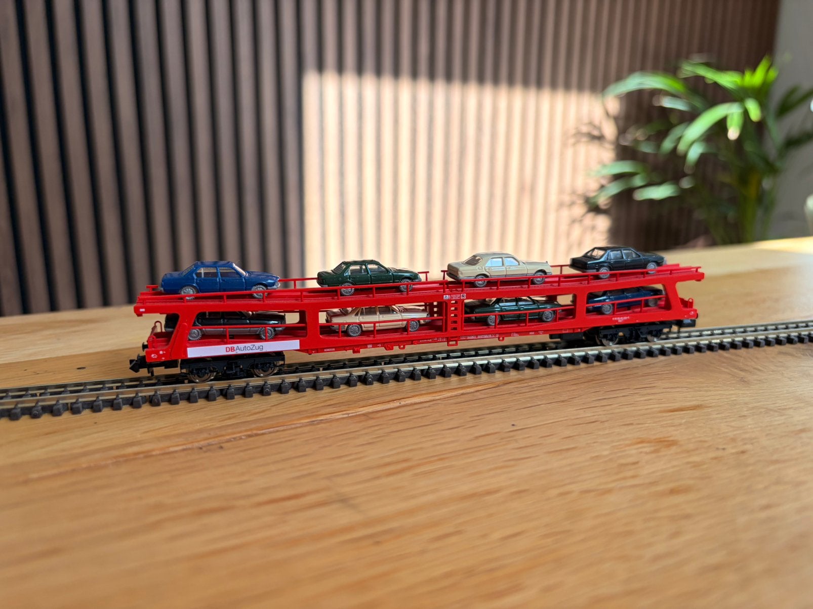 Fleischmann 8296 – DB AutoZug DDm 915 met 8 auto’s, Ophalen, Gelijkstroom, Fleischmann, Wagon