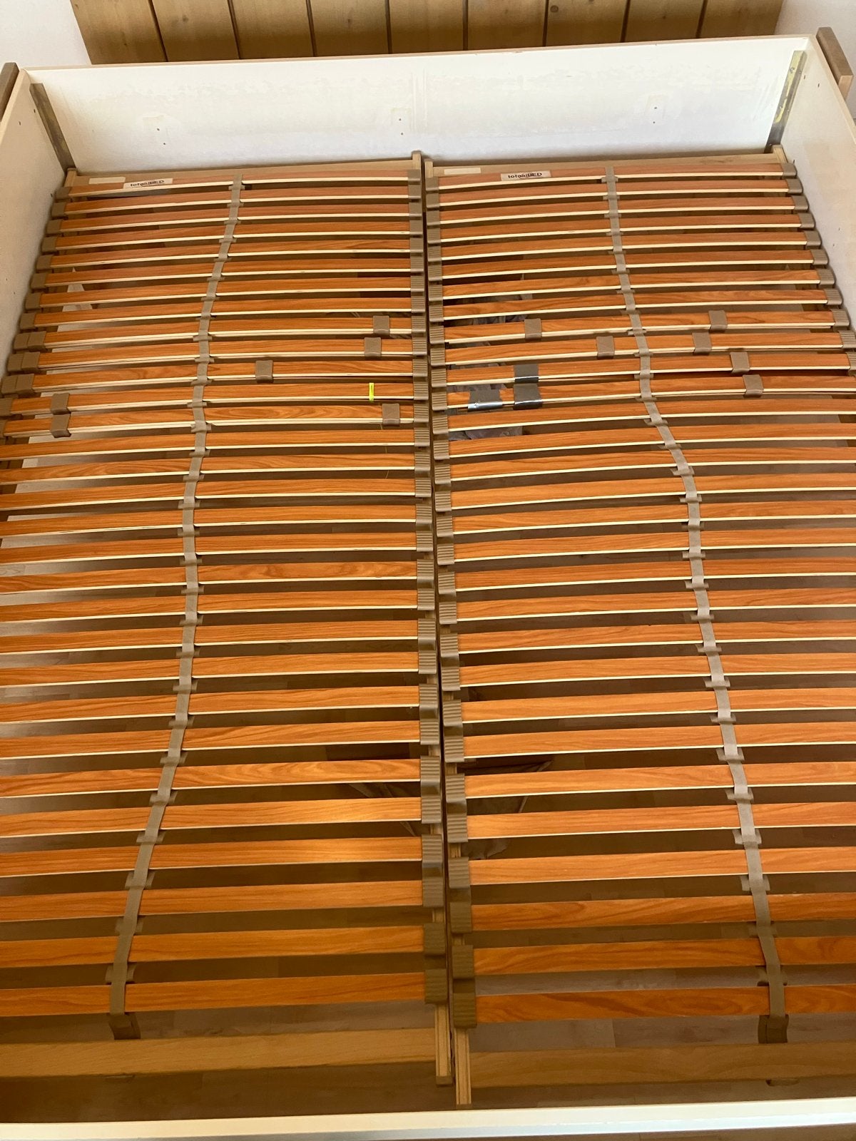 Lattenbodem 2 stuks 90x210cm - TotaalBED, Huis en Inrichting, Slaapkamer | Bedden, Ophalen, Gebruikt, Bruin, 210 cm
