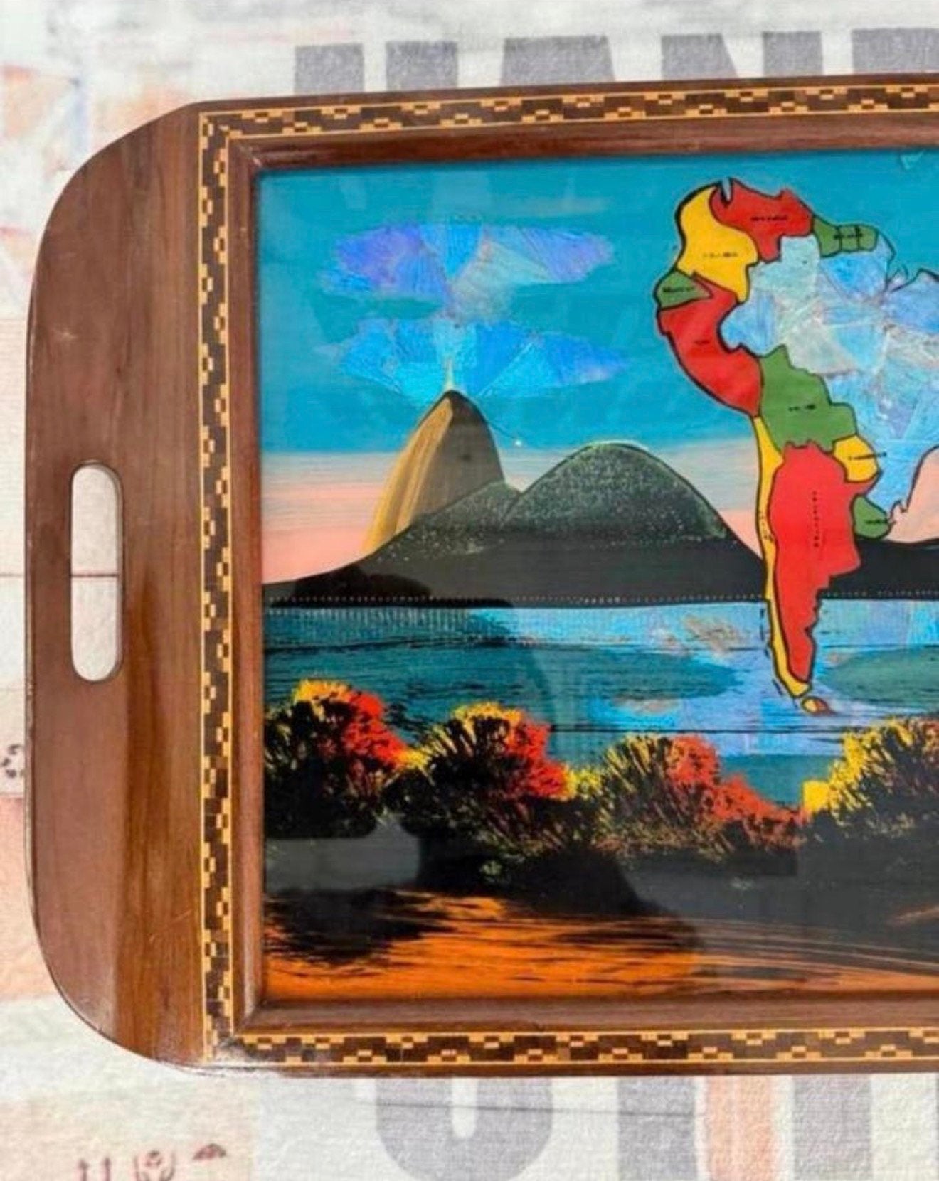 Antiek Braziliaanse Houten Dienblad Zuid-Amerika 1920-1930, Antiek en Kunst, Ophalen of Verzenden
