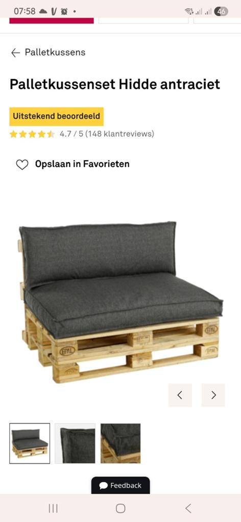 Palletkussenset Hidde (Karwei) Antraciet zgan, Tuin en Terras, Tuinsets en Loungesets, Aluminium, Zo goed als nieuw, Loungeset