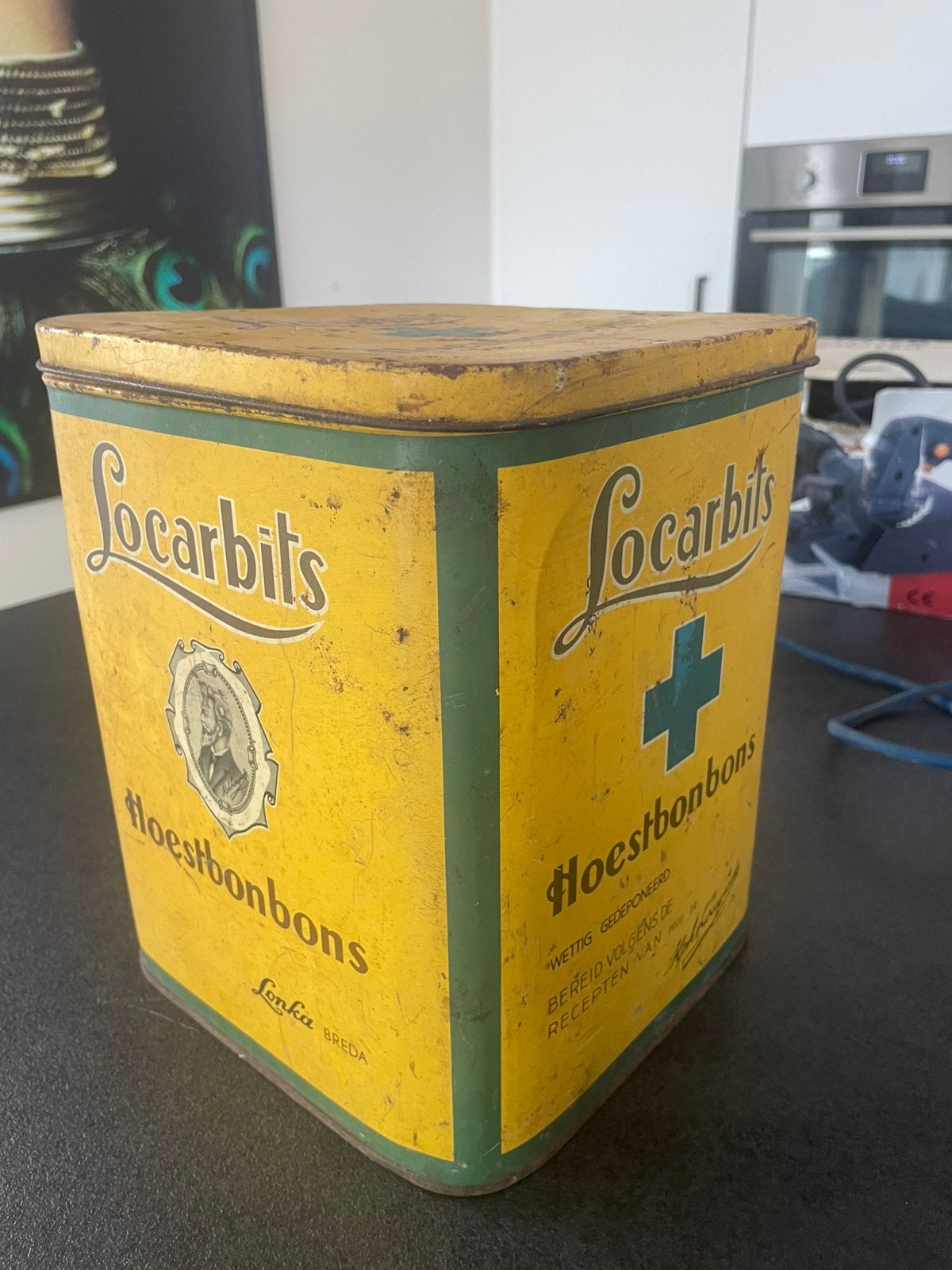 Antieke Orginele Hoestbonbons blik Lonka, Ophalen, Gebruikt, Overige