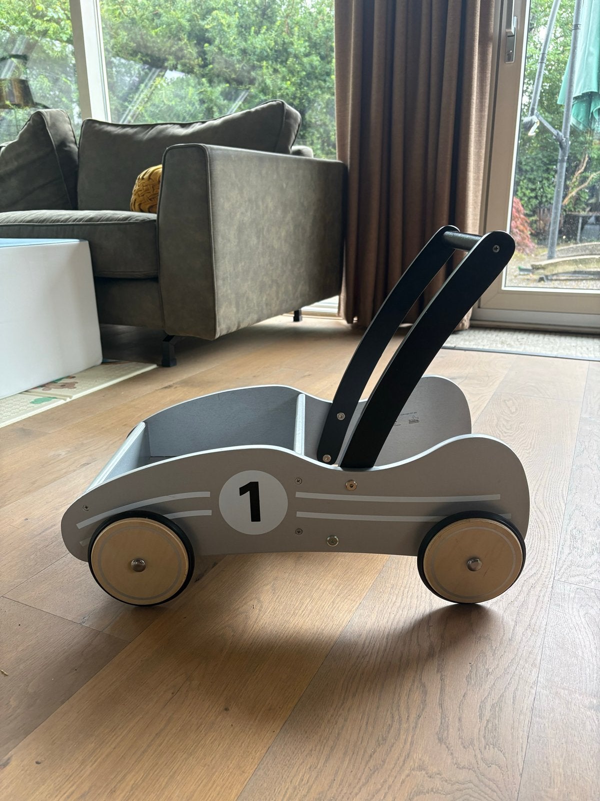 Houten loopauto 'Racer 1' - Grijs, Ophalen, Gebruikt, Loopvoertuig
