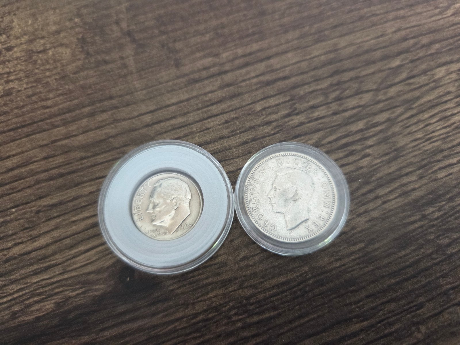 zilveren munten dime en shilling 1939 1964 ruim 8 gram, Ophalen of Verzenden, Zilver