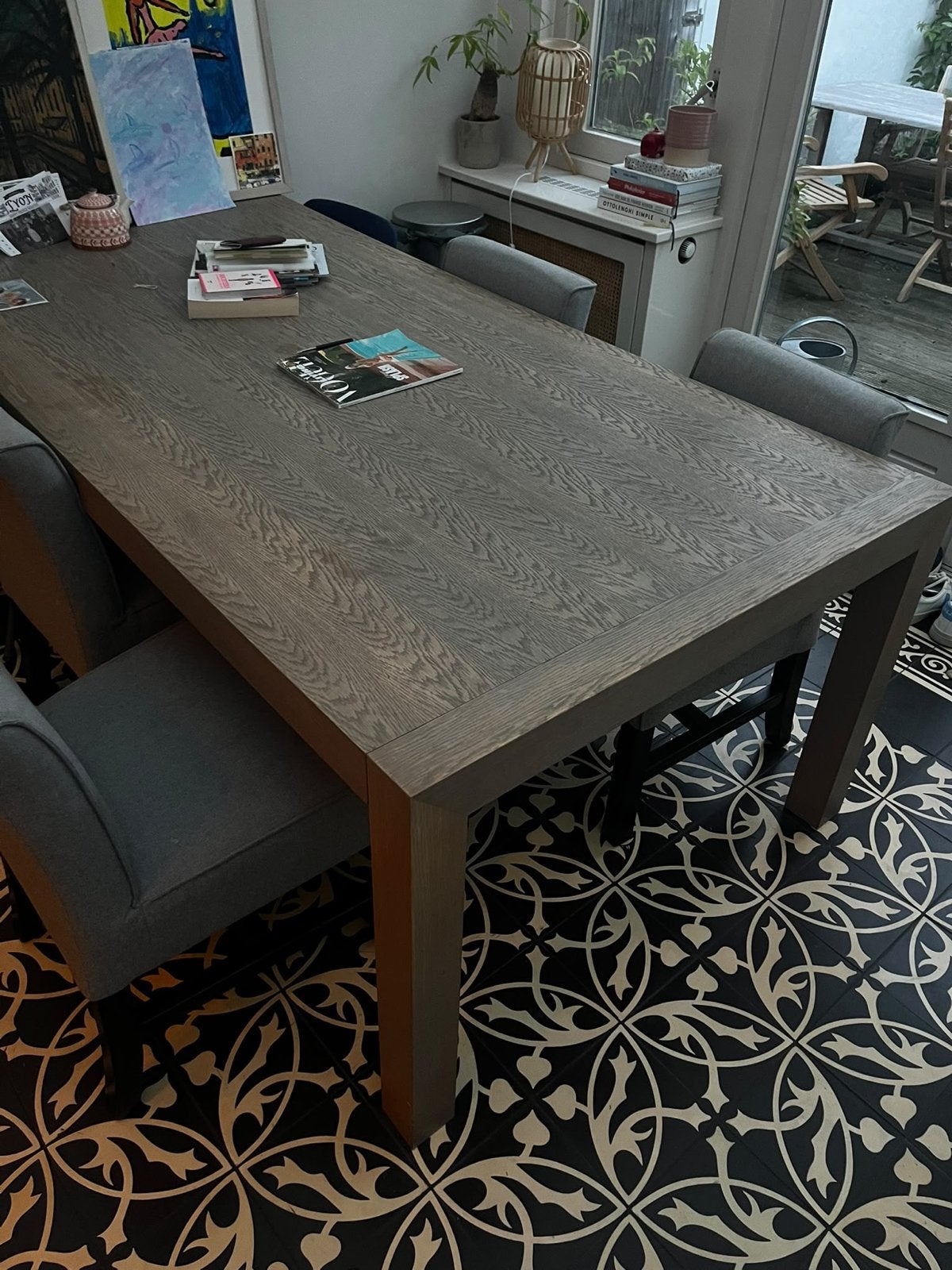 Grote eettafel/vergadertafel 2.20m x 1.10m., Huis en Inrichting, Ophalen, Gebruikt, 100 tot 150 cm, 200 cm of meer