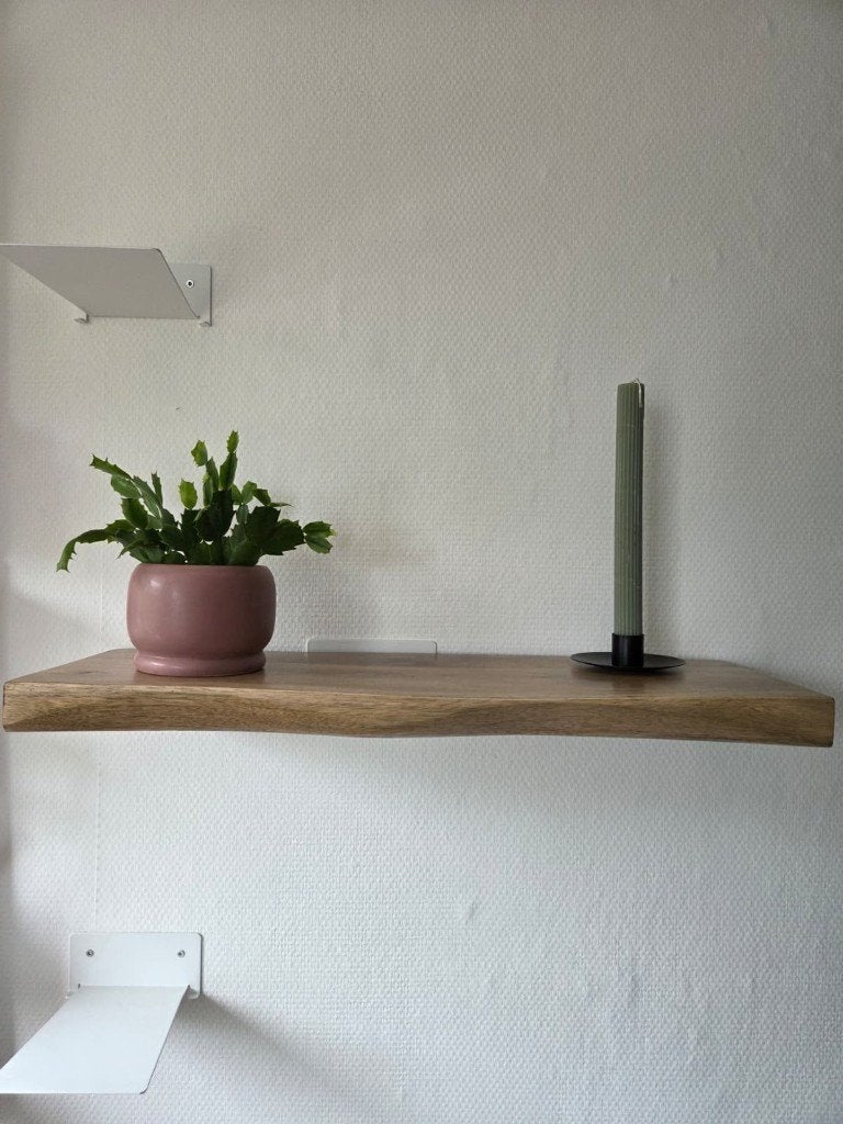 Prachtige Zwevende live edge Wandplank (Massief Hout), Ophalen of Verzenden, Nieuw