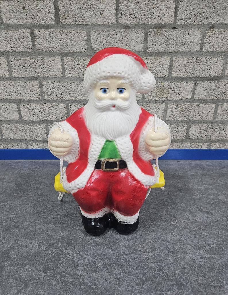 Vintage lichtgevende, hangende Kerstman op schommel - 49cm, Ophalen of Verzenden, Gebruikt