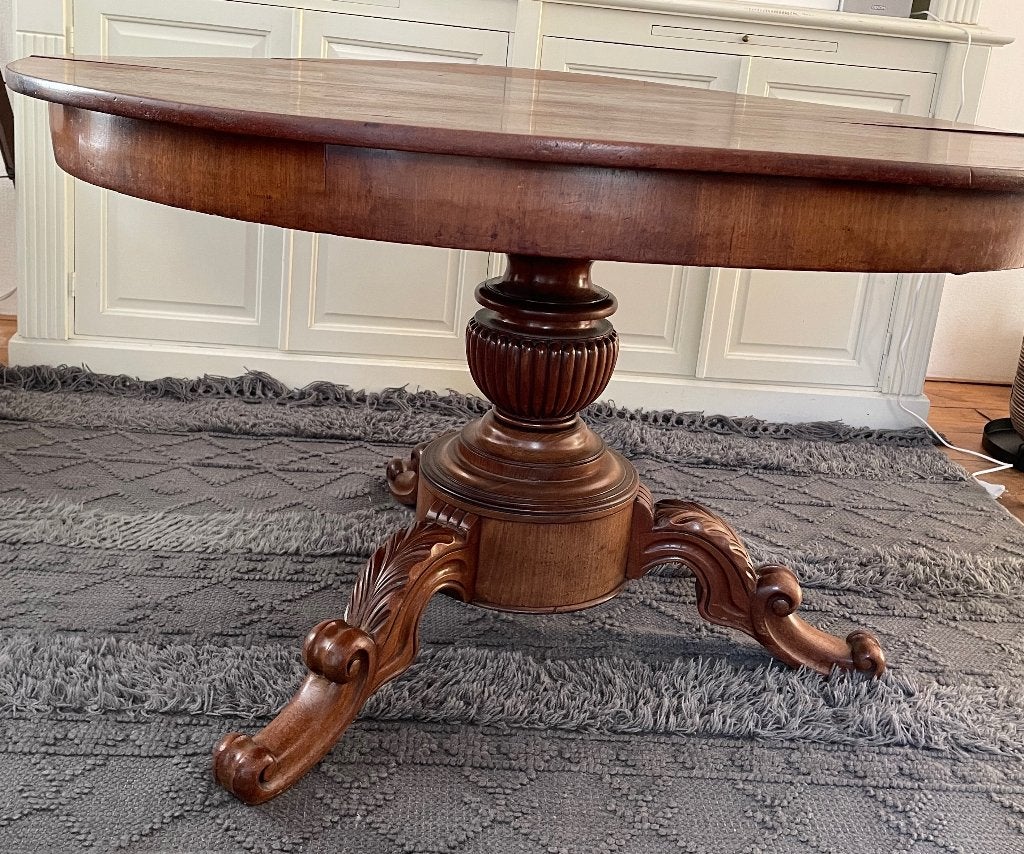 Antieke uitschuifbare eettafel (19e-eeuws mahonie), Ophalen