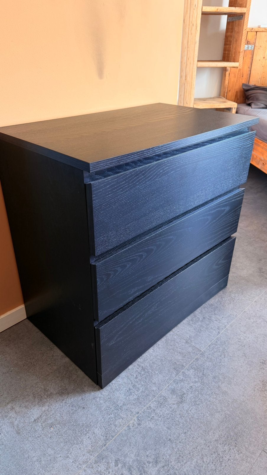 Zwart ikea malm kast, Ophalen, 50 tot 100 cm, Zo goed als nieuw, 3 of 4 laden