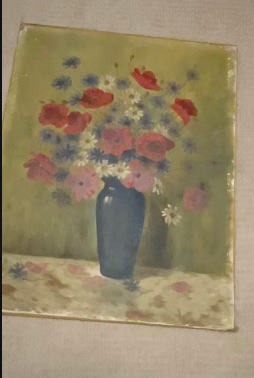 Vintage bloemstilleven olieverf, Antiek en Kunst, Ophalen