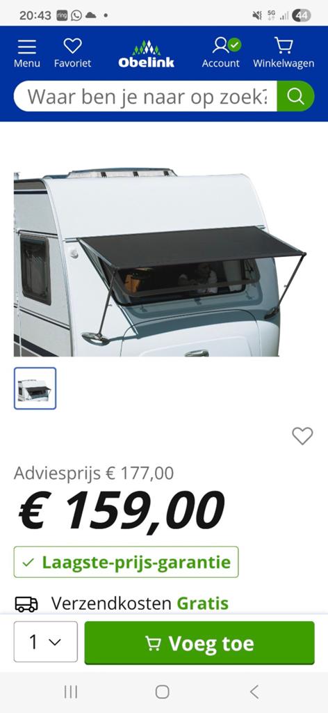 Isabella Zonmarkies voor Caravan, Caravans en Kamperen, Ophalen of Verzenden, Gebruikt