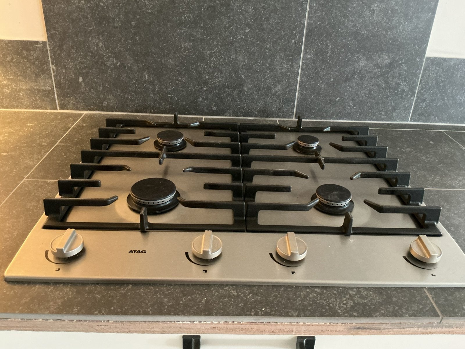 Gaskook plaat atag, Ophalen, 4 kookzones, Zo goed als nieuw, Inbouw