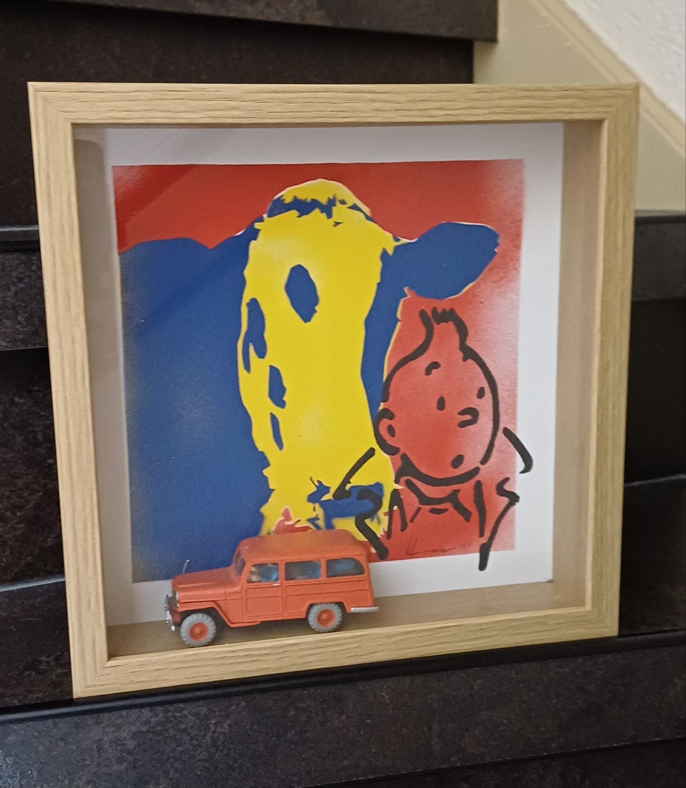 Kuifje met Willys Jeep Station Wagon - Origineel Kunstwerk, Ophalen of Verzenden