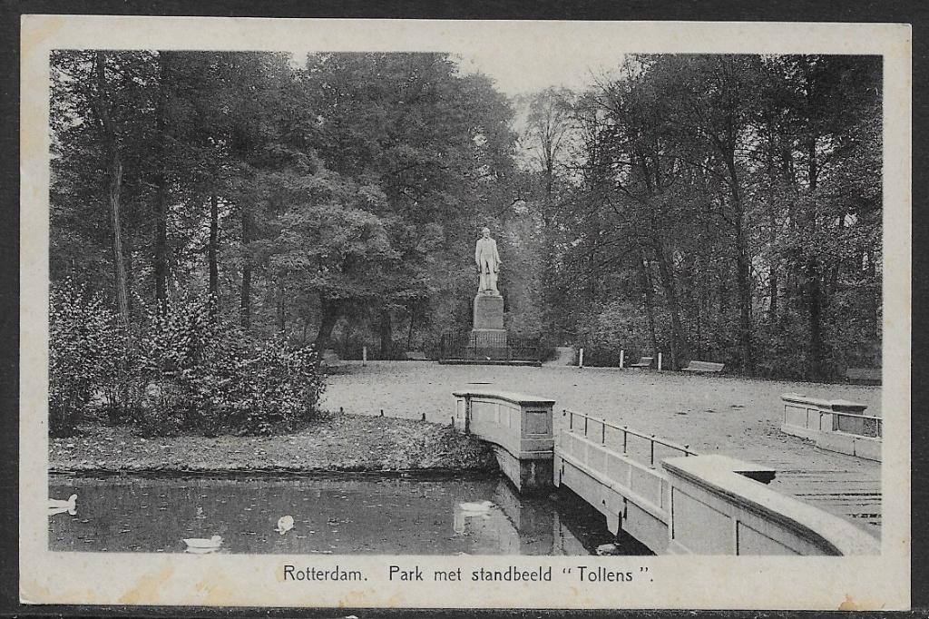712 Rotterdam, Park met Standbeeld 'Tollens, Ophalen of Verzenden, Voor 1920, Gelopen, Zuid-Holland
