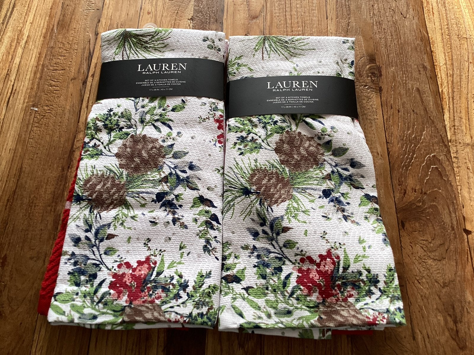 2 sets van 3 Ralph Lauren keukenhanddoeken, kerstthema, Huis en Inrichting, Verzenden, Nieuw, Meerkleurig, Overige materialen