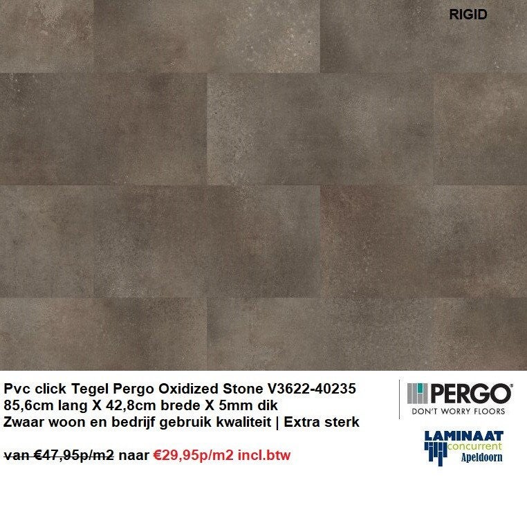 Grote Pvc click tegel Oxidized Stone 95cm X 42,8cm X 5mm