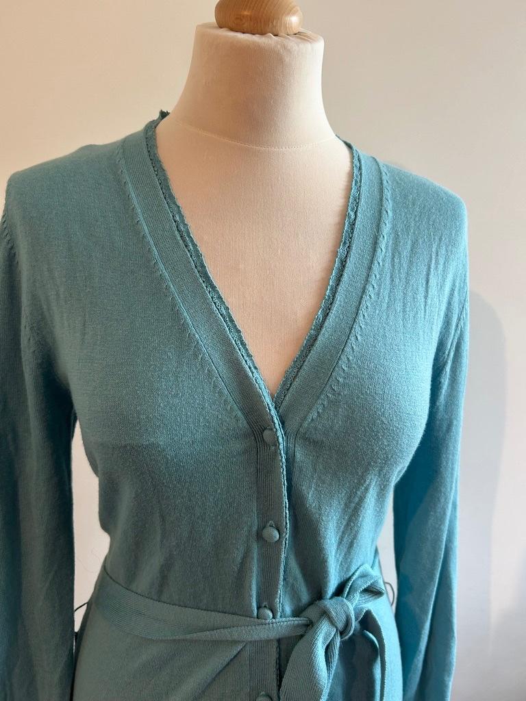 King Louie maat L turquoise lang vest 3304, Kleding | Dames, Blauw, Maat 42/44 (L), Ophalen of Verzenden, Zo goed als nieuw