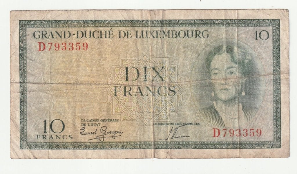 Luxemburg Luxembourg 10 francs bankbiljet, Verzenden, Overige landen, Los biljet