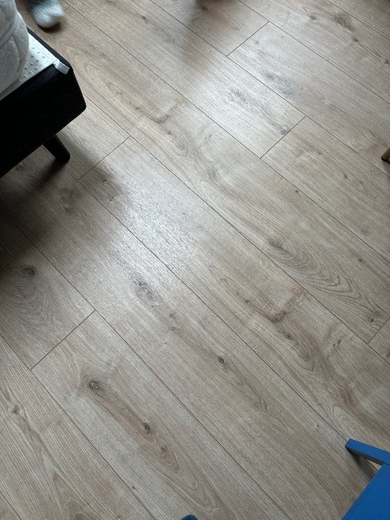 Laminaat houten vloer, licht eiken, 60-70m2., Ophalen, 50 tot 150 cm, Zo goed als nieuw, 10 m² of meer