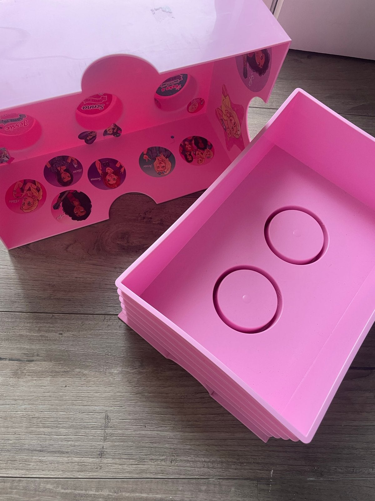 Roze LEGO opbergdoos met 6 noppen, Ophalen of Verzenden, Gebruikt, Overige merken