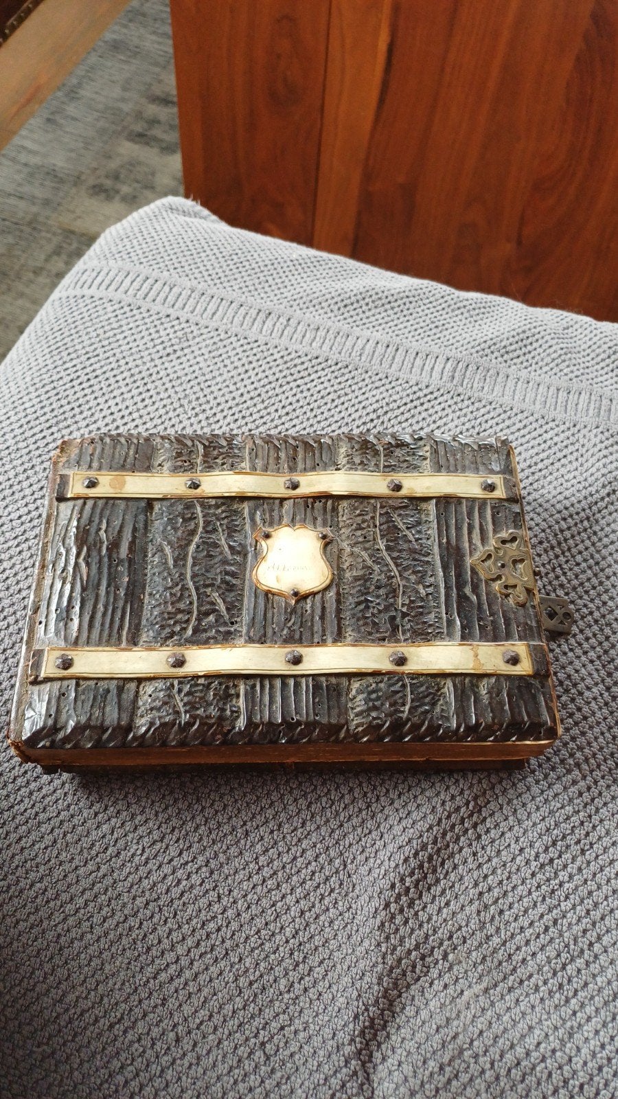 Antieke Houten Boekdoos met Verborgen Compartimenten, Antiek en Kunst, Ophalen of Verzenden, Onbekend