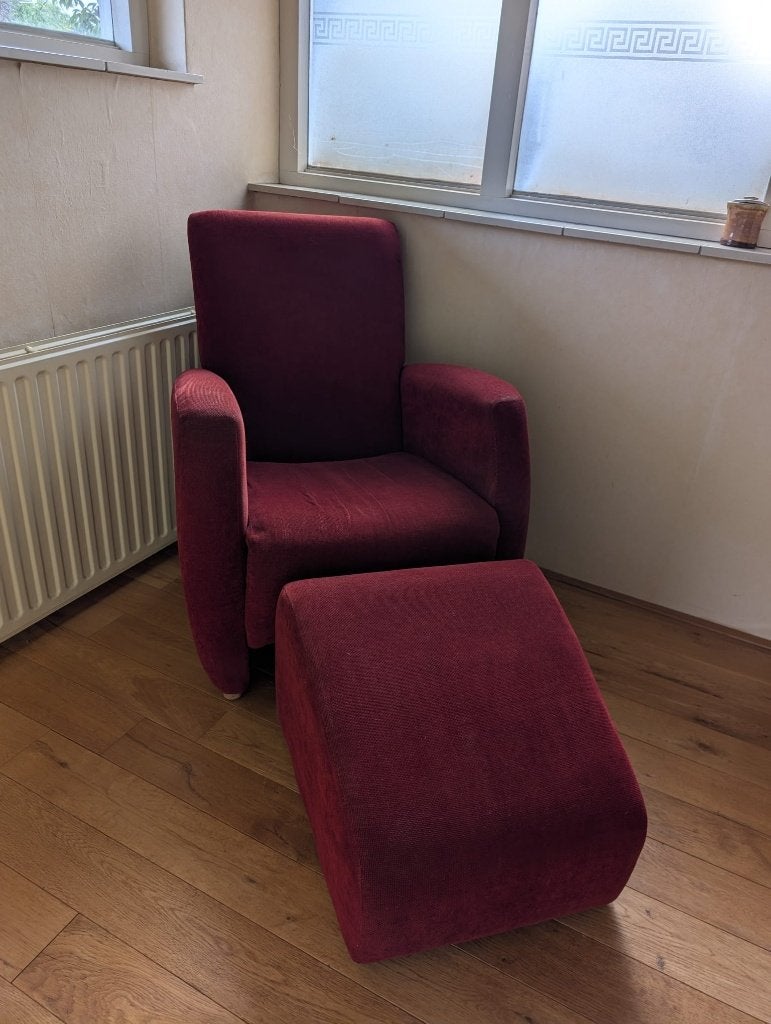 Gratis stoel met voetenbank, Huis en Inrichting, Ophalen, Gebruikt, 75 tot 100 cm, Stof
