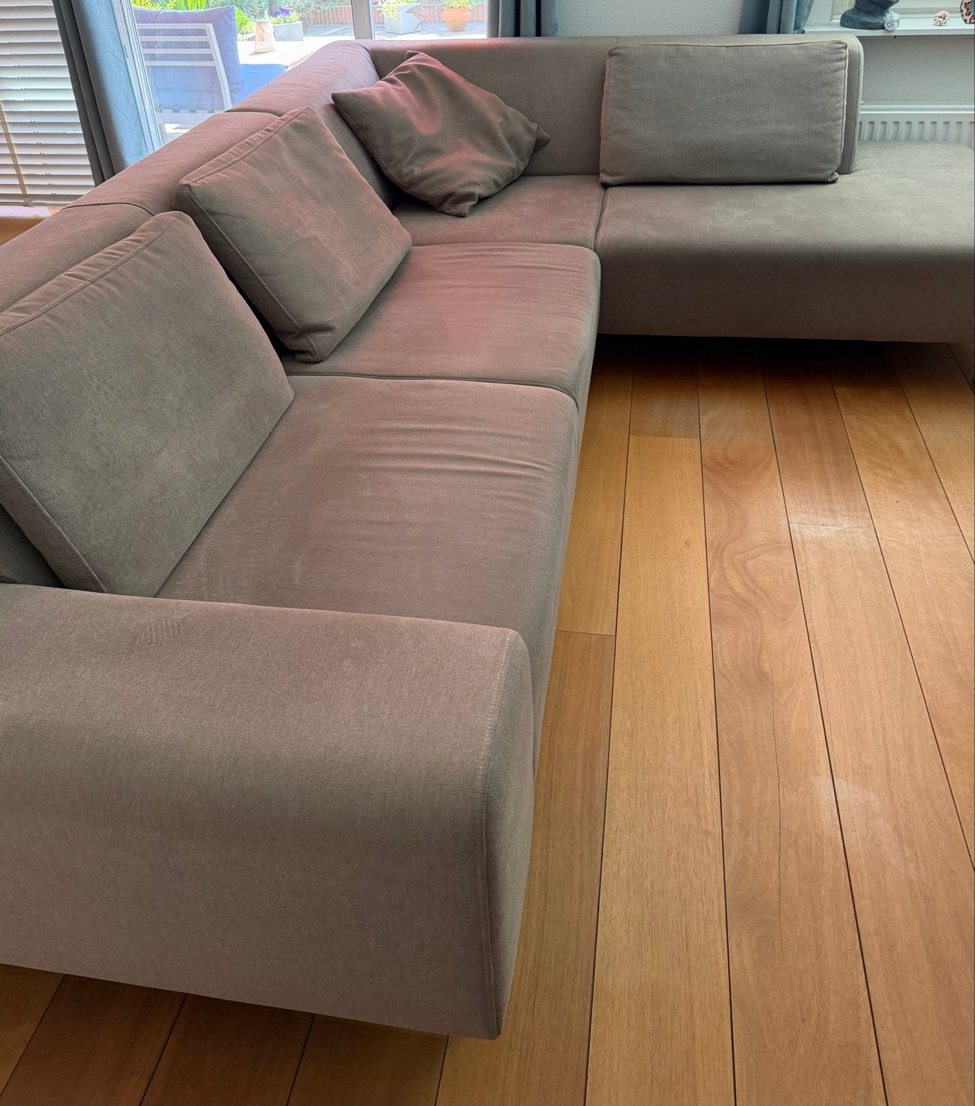 Comfortabele hoekbank 290x220cm, Ophalen, Gebruikt, Stof