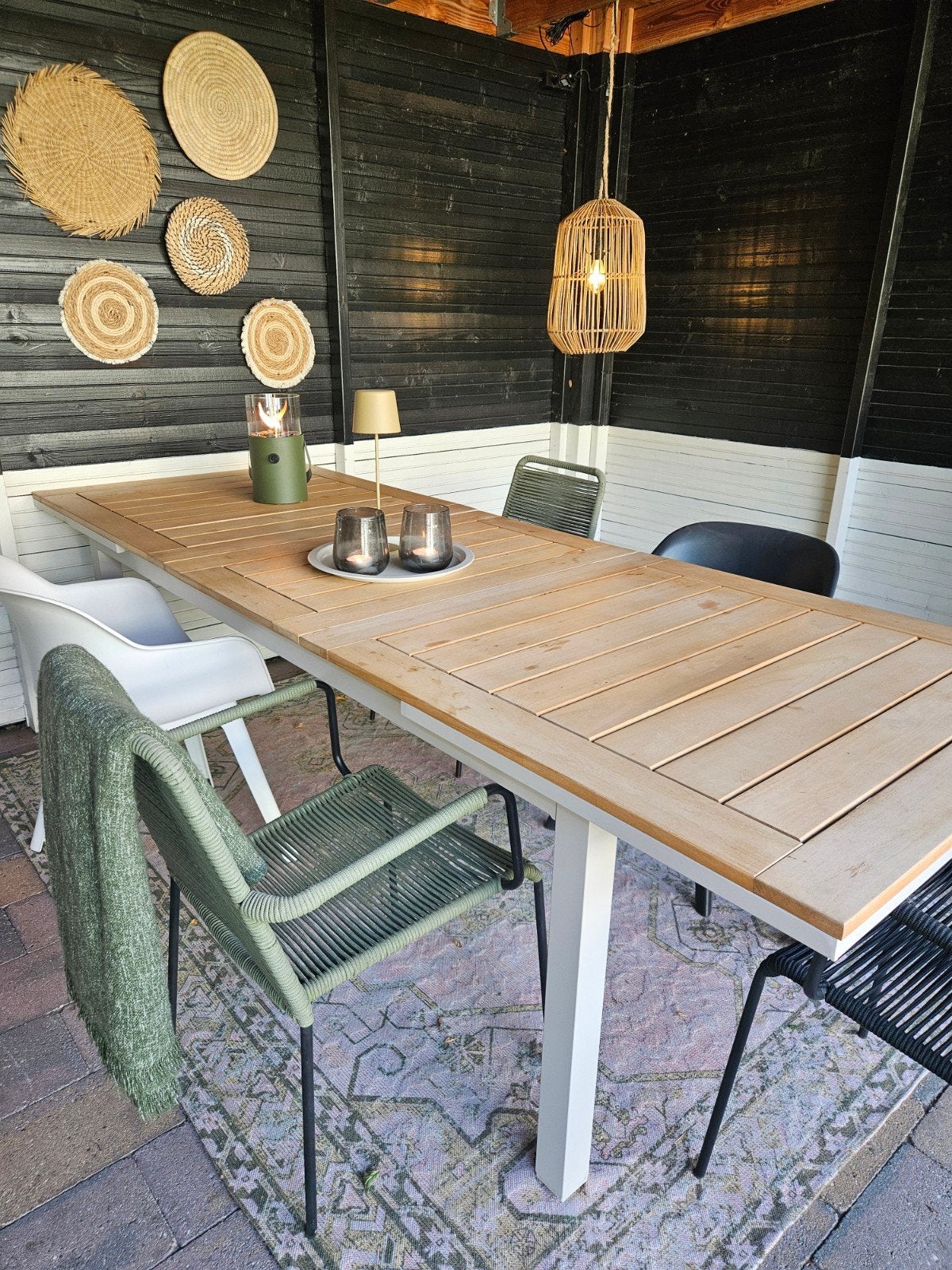 Tuintafel uitschuifbaar 200 (260) x 95 x 76,5, Tuin en Terras, Tuinsets en Loungesets, Ophalen, Zo goed als nieuw, Teakhout, 8 zitplaatsen
