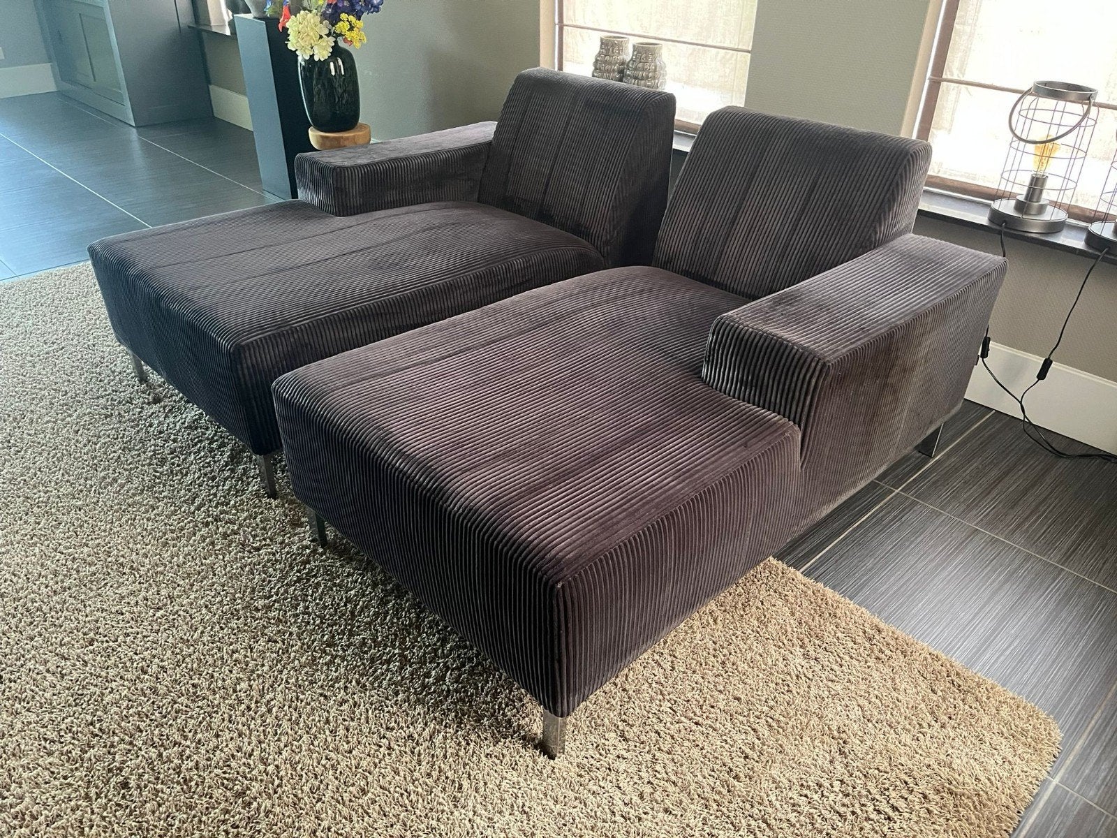 Gelderland 6511 CL design ligbanken in ribstof, Ophalen, Design, Tweepersoons, 75 tot 100 cm