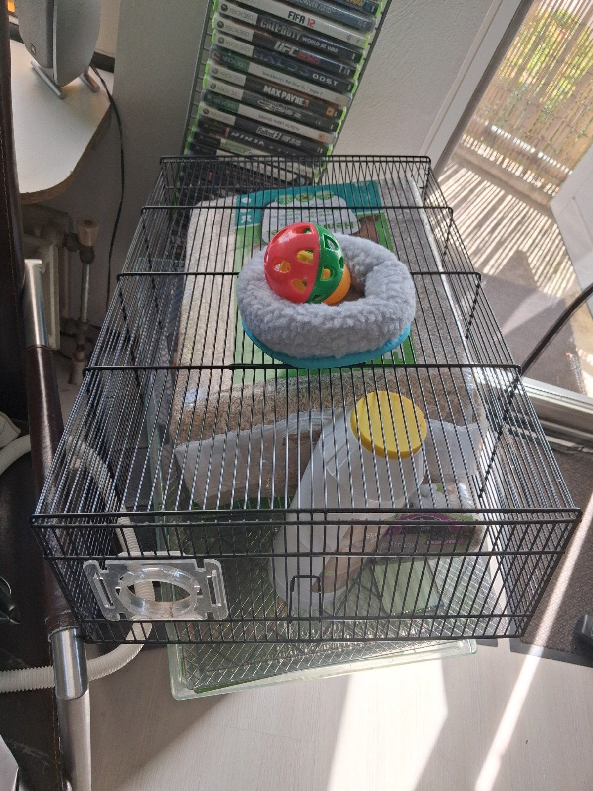 Knaagdier(hamster)kooi, met vanalles erbij, Ophalen of Verzenden, Zo goed als nieuw, Loopwiel of Rad
