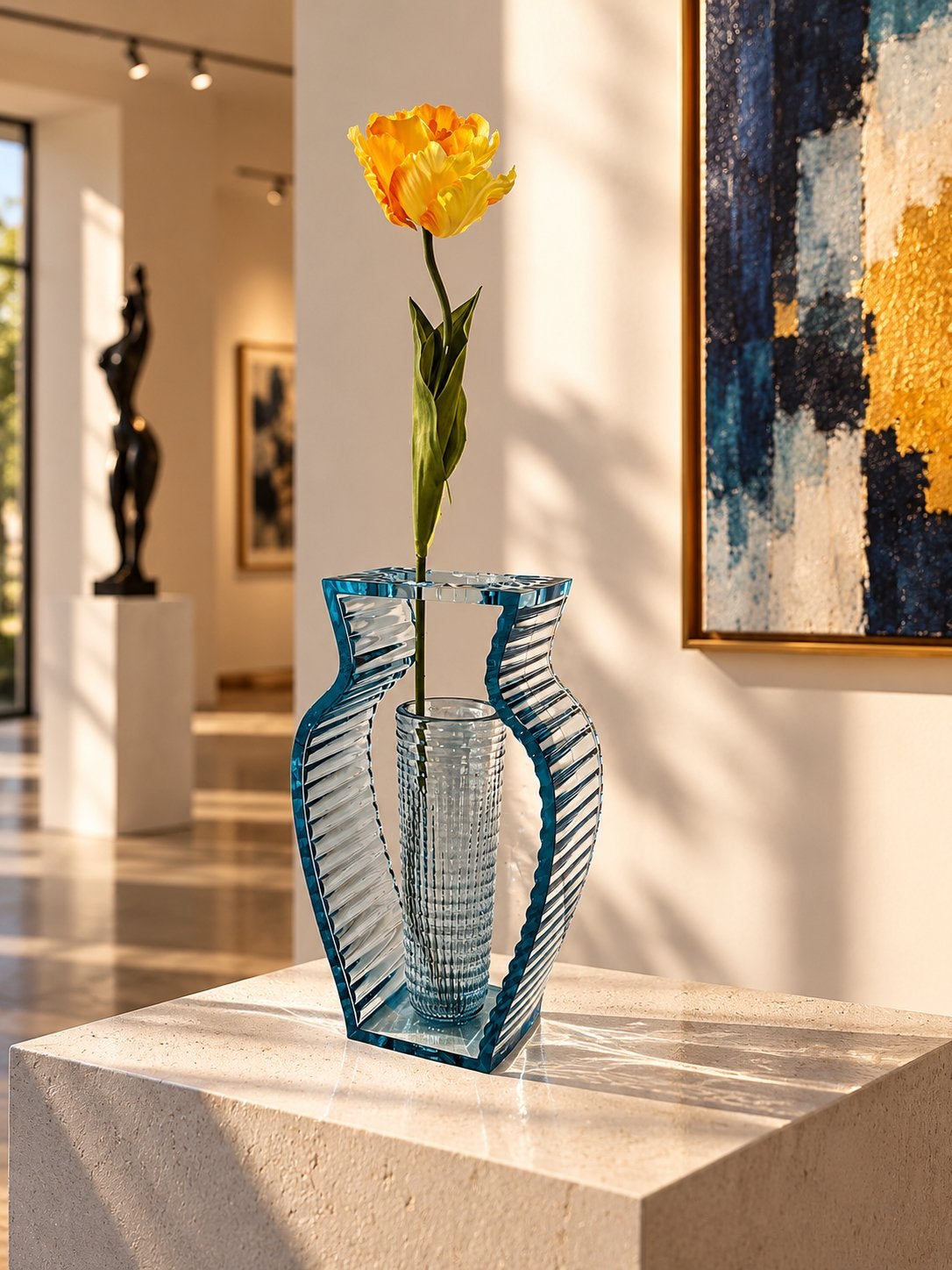 I SHINE KARTELL. Vaas Blauw Eugeni Quitllet., Antiek en Kunst, 33 cm, Vaas, Ophalen of Verzenden, Blauw
