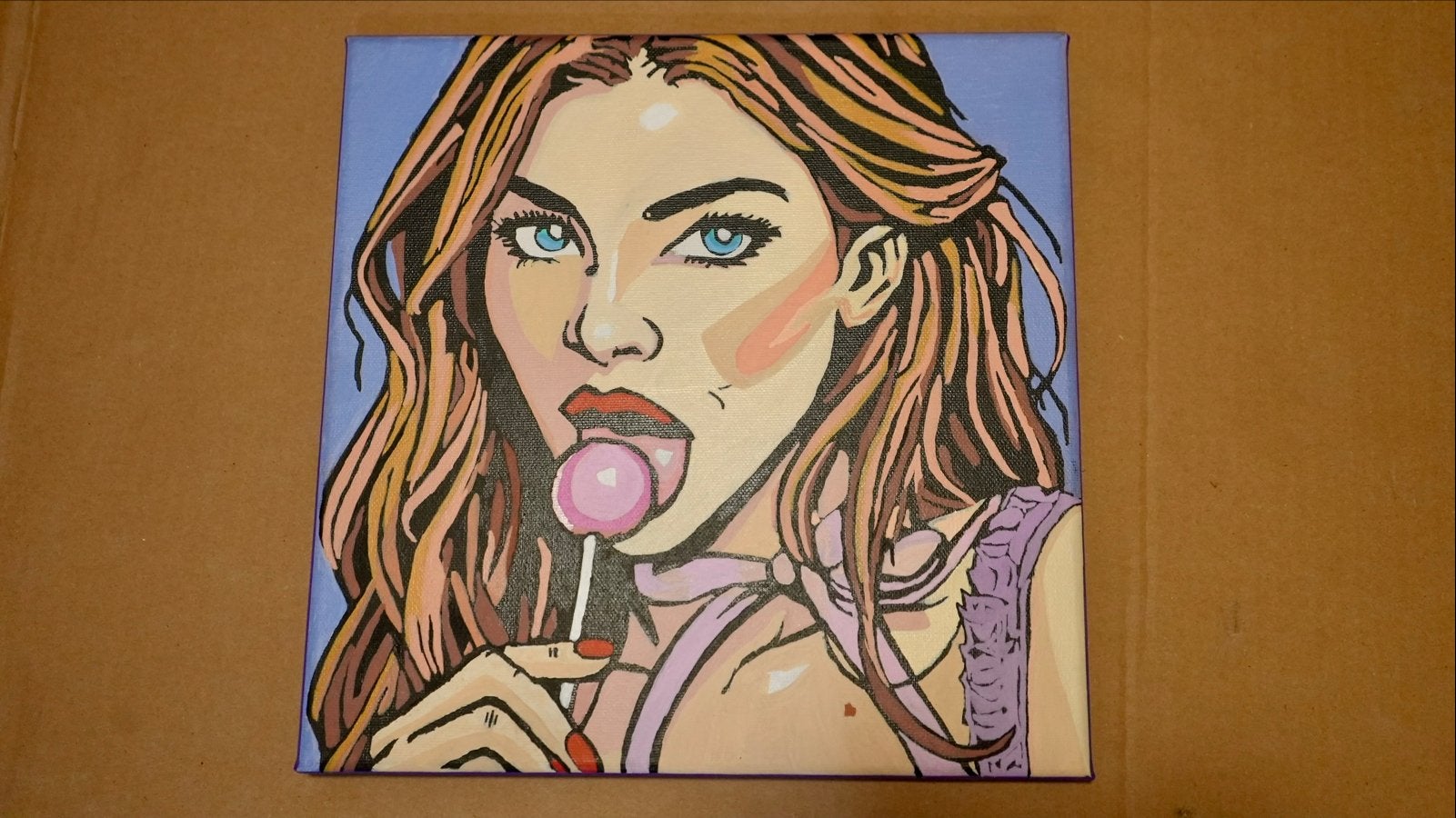 Babs' Secret - Speels Pop-Art barbara palvin, Antiek en Kunst, Ophalen, Acrylverf, Handgeschilderd, Portret