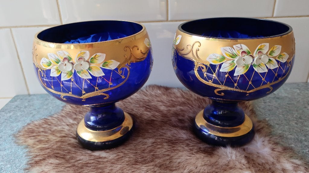 Bokaal kobaltblauw met goud, Antiek en Kunst, Ophalen of Verzenden